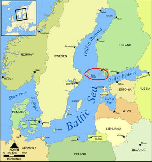 Aland Islands map baltic region